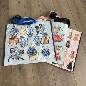 Homegoods TJMaxx Marshalls Viral Cat Prints Reusable Tote Bags Set of 3 NWOT
